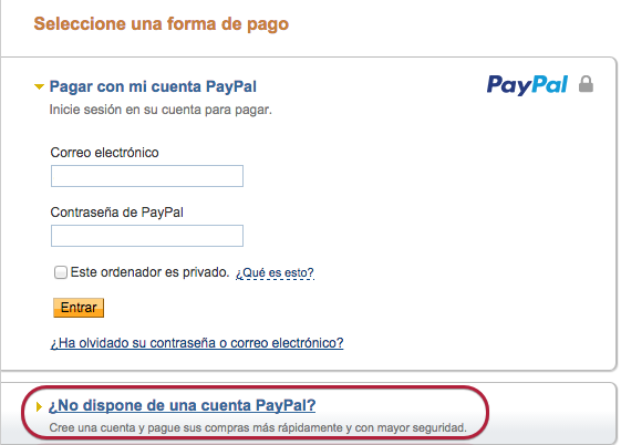 Pagar con tarjeta de crédito en Paypal